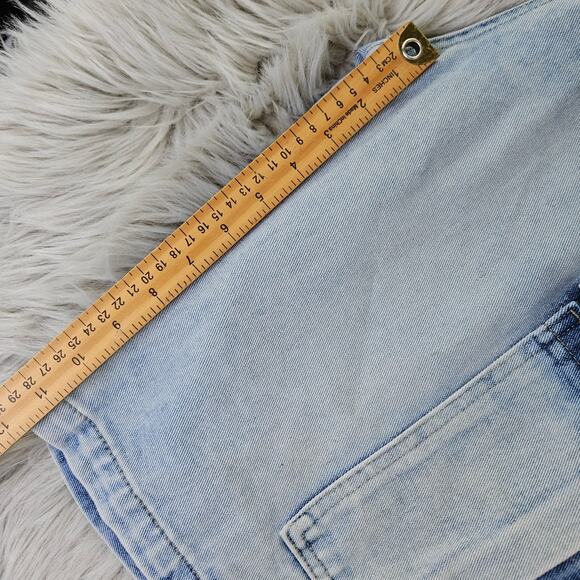 Rise Supply Co Size 7 Acid Wash Cargo Dad Jorts Y2K Utility Denim Streetwear - Picture 12 of 13